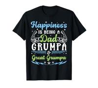 Happiness is Being A Dad Grumpa Great Grumpa Strong Hand T-Shirt