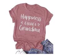 Happiness is Being a Grandma Shirts for Women Funny Grandma Graphic T Shirt Loose Grandmother Short Sleeve Summer Tops 2025 New Blouses for Women UK Tops for Women UK
