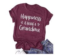 Happiness is Being a Grandma Shirts for Women Funny Grandma Graphic T Shirt Loose Grandmother Short Sleeve Summer Tops 2025 New Blouses for Women UK Tops for Women UK