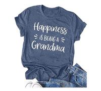 Happiness is Being a Grandma Shirts for Women Funny Grandma Graphic T Shirt Loose Grandmother Short Sleeve Summer Tops 2025 New Blouses for Women UK Tops for Women UK