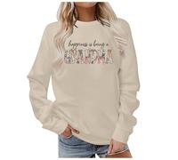 Happiness Is Being a Grandma Sweatshirt Womens Blessed Grandma Long Sleeve Shirts Fall Crewneck Pullover Tops 2024 New