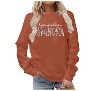Happiness Is Being a Grandma Sweatshirt Womens Blessed Grandma Long Sleeve Shirts Fall Crewneck Pullover Tops 2024 New