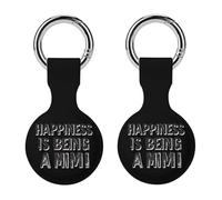 Happiness Is Being A Mimi Silicone Case Compatible with AirTag Holder Cover with Keychain Ring