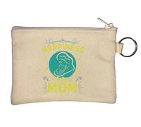 Happiness is Being A Mom Key Chain Coin Purse Beige