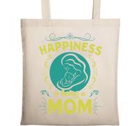 Happiness is Being A Mom Natural Ecological Cotton Tote Bag Beige