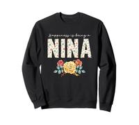 Happiness Is Being A Nina Floral Flower Grandma Sweatshirt