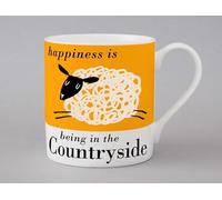 Happiness is Being in The Countryside Leaping Sheep Contemporary Bone China Mug - Stoke on Trent, England