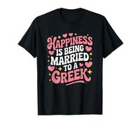 Happiness is Being Married to A Greek, Greece Husband Wife T-Shirt