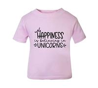 Happiness is Believing in Unicorns [BBY6] Short Sleeve Cotton Toddler t Shirt, 2-3 Years, Pastel Pink