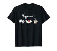 Happiness Is Coffee Cats And Books Funny Cat Book Lover T-Shirt