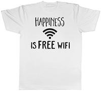 Happiness is Free WiFi Mens Funny Short Sleeve T-Shirt White