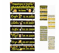 Happiness is Having Grandchildren to Love Wall Sign Personalized 1-10 Child's Name Birthday Plaque Custom Bee Family Hanging Sign Sunflower Honeycomb Honey Jar Daisy Grandkids Birthday Calendar