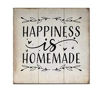 Happiness Is Homemade Hanging Wooden Sign Rustic Home Quotes Wood Plaque Sign for Farmhouse Living Room Bedroom Wall Art Decor 30 X 30 CM