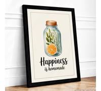Happiness Is Homemade Minimalist Framed Wall Art Print A2 Black
