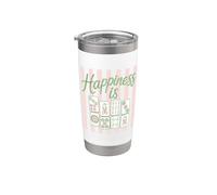 Happiness is Mahjong Stripes Tiles Game Group Matching Humor Stainless Steel Insulated Tumbler