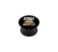 Happiness Is My Wombat And My Cat Australian Lover PopSockets Adhesive PopGrip