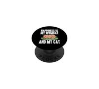 Happiness Is My Wombat And My Cat Australian Lover PopSockets Adhesive PopGrip