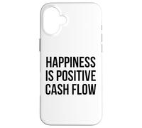 Happiness Is Positive Cash Flow Bold Black Text Design Case for iPhone 16 Plus