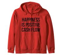 Happiness Is Positive Cash Flow Bold Black Text Design Zip Hoodie