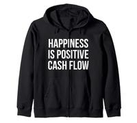 Happiness Is Positive Cash Flow Bold White Text Design Zip Hoodie