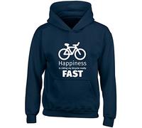 Happiness is Riding My Bicycle Really Fast Kids Childrens Hooded Top Hoodie Navy Blue
