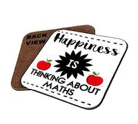 Happiness is Thinking About Maths Teachers Gift Present Idea Maths Lover Birthday Gift Coasters with Different Variations. (Square Coaster)