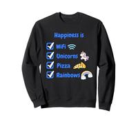 Happiness Is Wifi Unicorns Pizza Rainbows Funny Kid Boy Girl Sweatshirt
