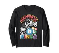 Happiness Is Yelling Bingo USA American Flag Patriotic Long Sleeve T-Shirt