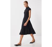 Happiness Istanbul Women's A-line midi dress with half turtleneck in Black | Size: Small Happiness Istanbul Black S