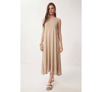 Happiness Istanbul Women's A-Line Midi Dress with Pocket in Beige | Size: Small Happiness Istanbul Beige S