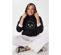 Happiness Istanbul Women's Embroidered Hooded Plush Sweatshirt in Black | Size: Large Happiness Istanbul Black L