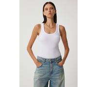 Happiness Istanbul Women's Fitted Cotton U Collar Tank Top in White | Size: Small Happiness Istanbul White S