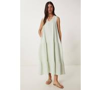 Happiness Istanbul Women's Frilly V-Neck Midi Dress in Mint | Size: Large Happiness Istanbul Mint L