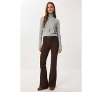 Happiness Istanbul Women's High Waist Flare Leg Pants with Belt in Chocolate | Size: Medium Happiness Istanbul Chocolate M