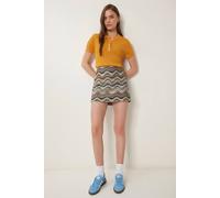 Happiness Istanbul Women's High Waist Geometric A-Line Mini Skirt | Size: Large Happiness Istanbul Multicolor L
