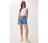 Happiness Istanbul Women's High-Waist Mom Denim Shorts in Pale Blue | Size: Medium Happiness Istanbul Pale Blue M