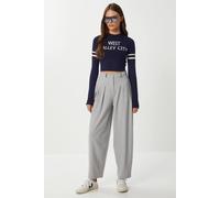 Happiness Istanbul Women's High Waist Pleated Tailored Trousers in Grey | Size: Small Happiness Istanbul Grey S