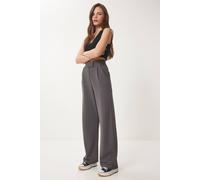 Happiness Istanbul Women's High Waist Textured Palazzo Pants in Charcoal | Size: Medium Happiness Istanbul Charcoal M