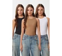 Happiness Istanbul Women's ISTANBUL Fitted Cotton 3-Pack Tank Top | Size: Small Happiness Istanbul Multicolor S