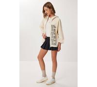 Happiness Istanbul Women's ISTANBUL Hooded Printed Full-Zip Jacket in Cream | Size: Medium/Large Happiness Istanbul Cream M/L
