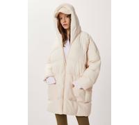 Happiness Istanbul Women's ISTANBUL Oversized Zipper Collar Down Coat with Pockets in Cream | Size: Small Happiness Istanbul Cream S