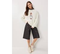 Happiness Istanbul Women's Oversized Crew Neck Sweatshirt with Print Detail in Cream | Size: Small Happiness Istanbul Cream S