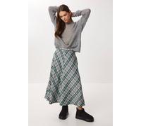 Happiness Istanbul Women's Pocket Detailed Long Plaid Skirt with Zipper Closure | Size: Medium Happiness Istanbul Multicolor M