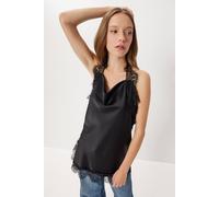Happiness Istanbul Women's Sleeveless halterneck satin blouse in Black | Size: Medium Happiness Istanbul Black M