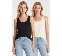 Happiness Istanbul Womens Sleeveless U Collar Viscose Blend Cami 2-Pack Top - Multicolour - Size Small