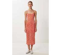 Happiness Istanbul Women's Square Collar Sleeveless Floral Midi Dress in Tangerine | Size: Large Happiness Istanbul Tangerine L