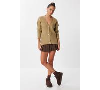 Happiness Istanbul Women's V-Neck Button Detail Cardigan in Olive Happiness Istanbul Olive One Size