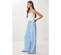 Happiness Istanbul Women's Wide Leg Drawstring Waist Pants with Binding Detail in Burgundy | Size: Small Happiness Istanbul Burgundy S