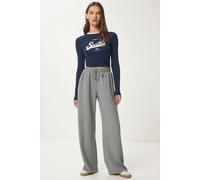 Happiness Istanbul Women's Wide Leg Drawstring Waist Sweatpants in Charcoal | Size: Medium Happiness Istanbul Charcoal M