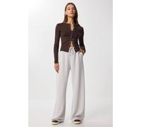 Happiness Istanbul Women's Wide Leg Drawstring Waist Sweatpants in Pale Grey | Size: Medium Happiness Istanbul Pale Grey M